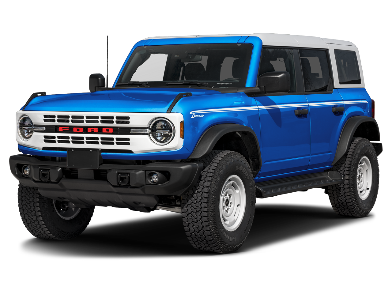 2026 Ford Bronco Heritage Edition in Velocity Blue Metallic — front three-quarter view