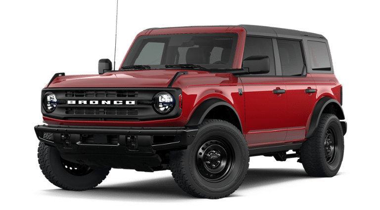 2026 Ford Bronco Big Bend in Ruby Red Metallic Tinted Clearcoat — front three-quarter view
