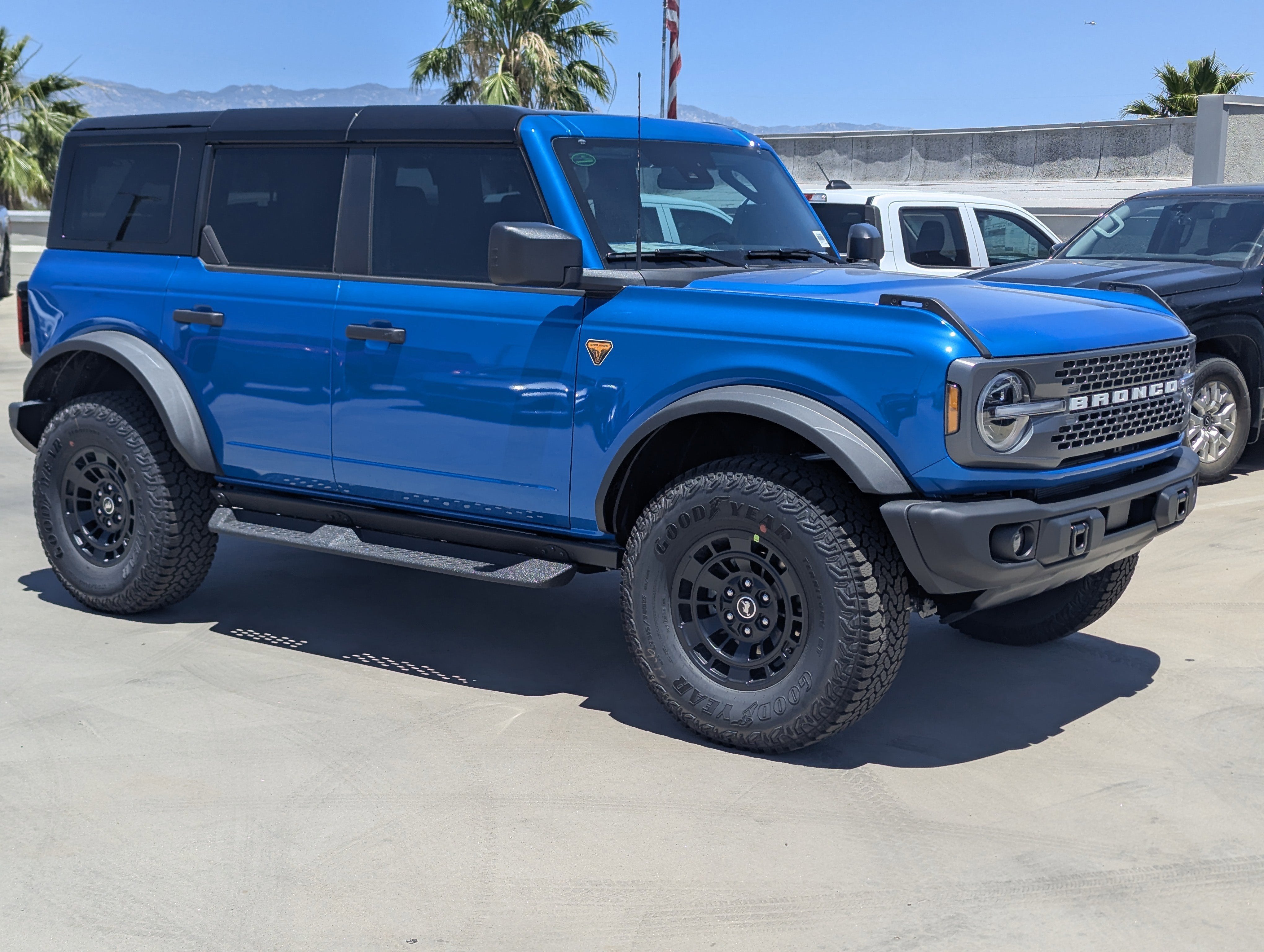 2026 Ford Bronco Badlands in Velocity Blue Metallic — front three-quarter view