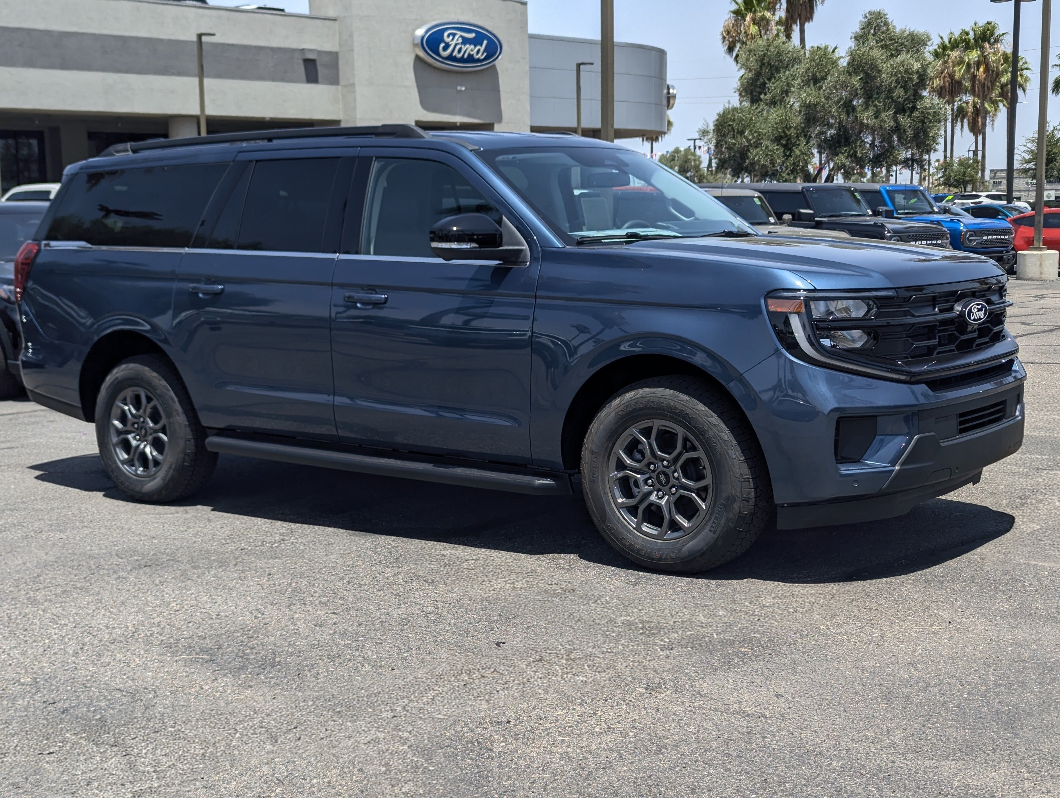 2027 Ford Expedition MAX Active in Nocturnal Blue Metallic — front three-quarter view