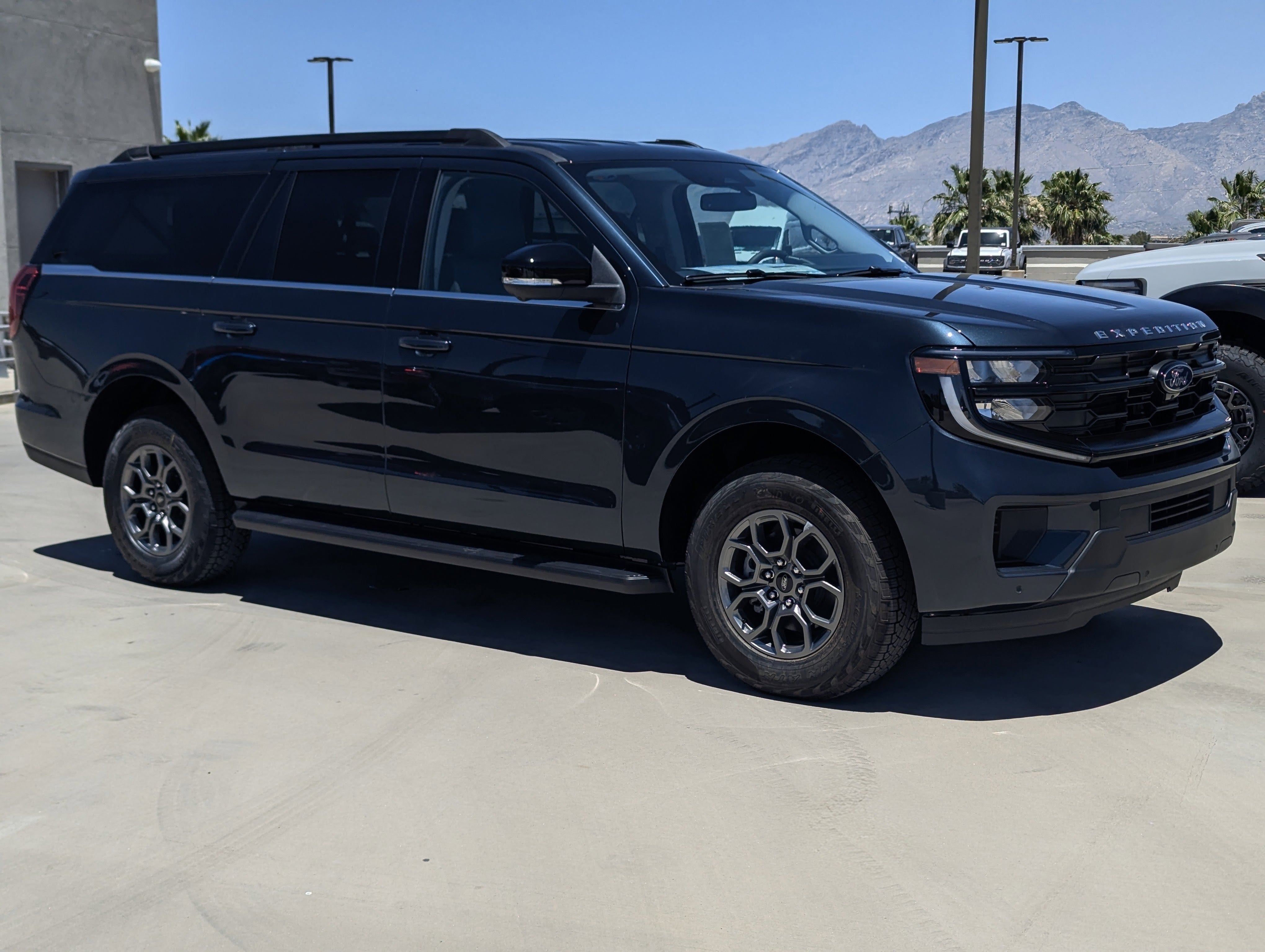 2026 Ford Expedition MAX Active in Stone Blue Metallic — front three-quarter view