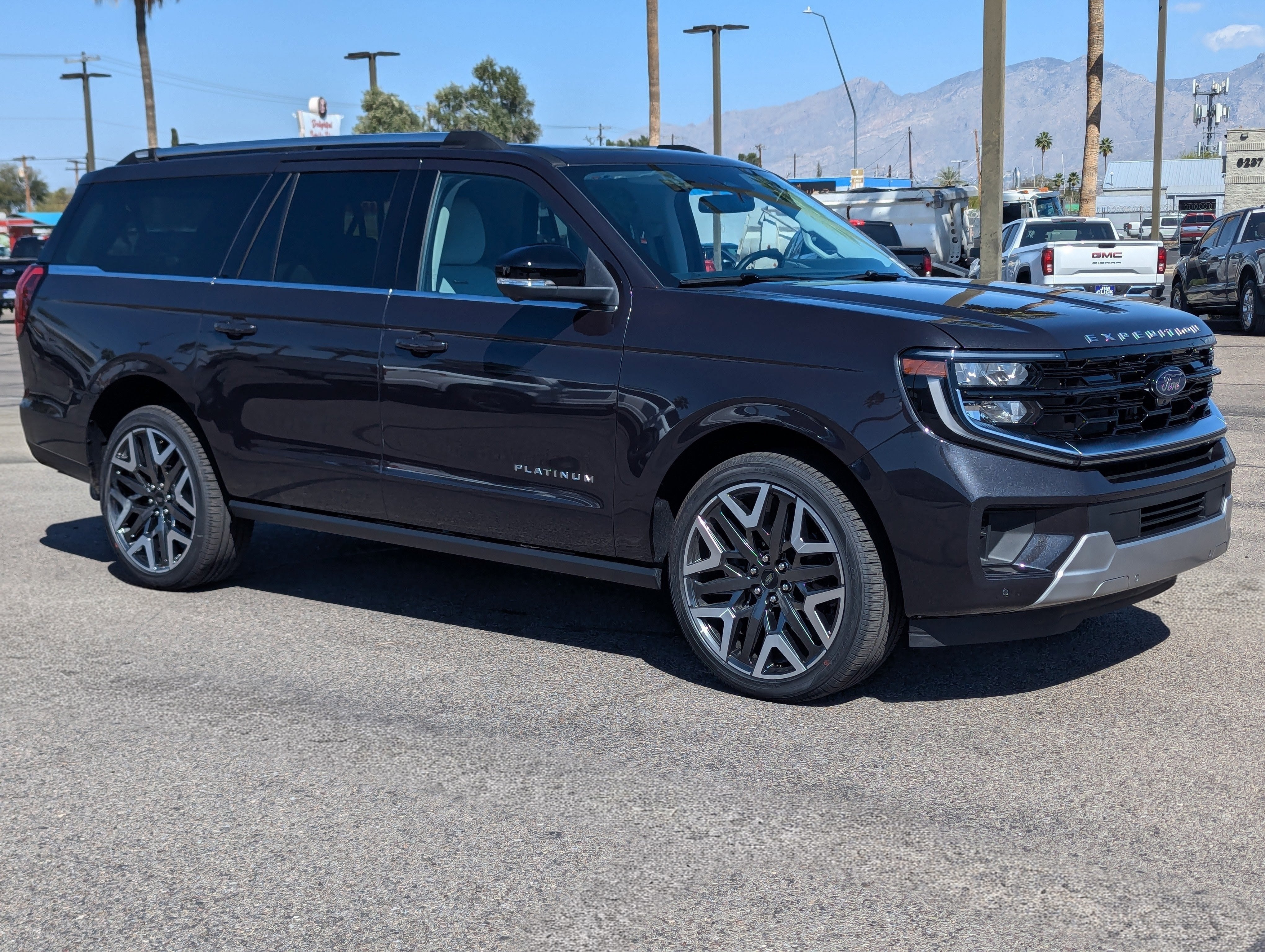 2026 Ford Expedition MAX Platinum in Dark Matter Gray Metallic — front three-quarter view