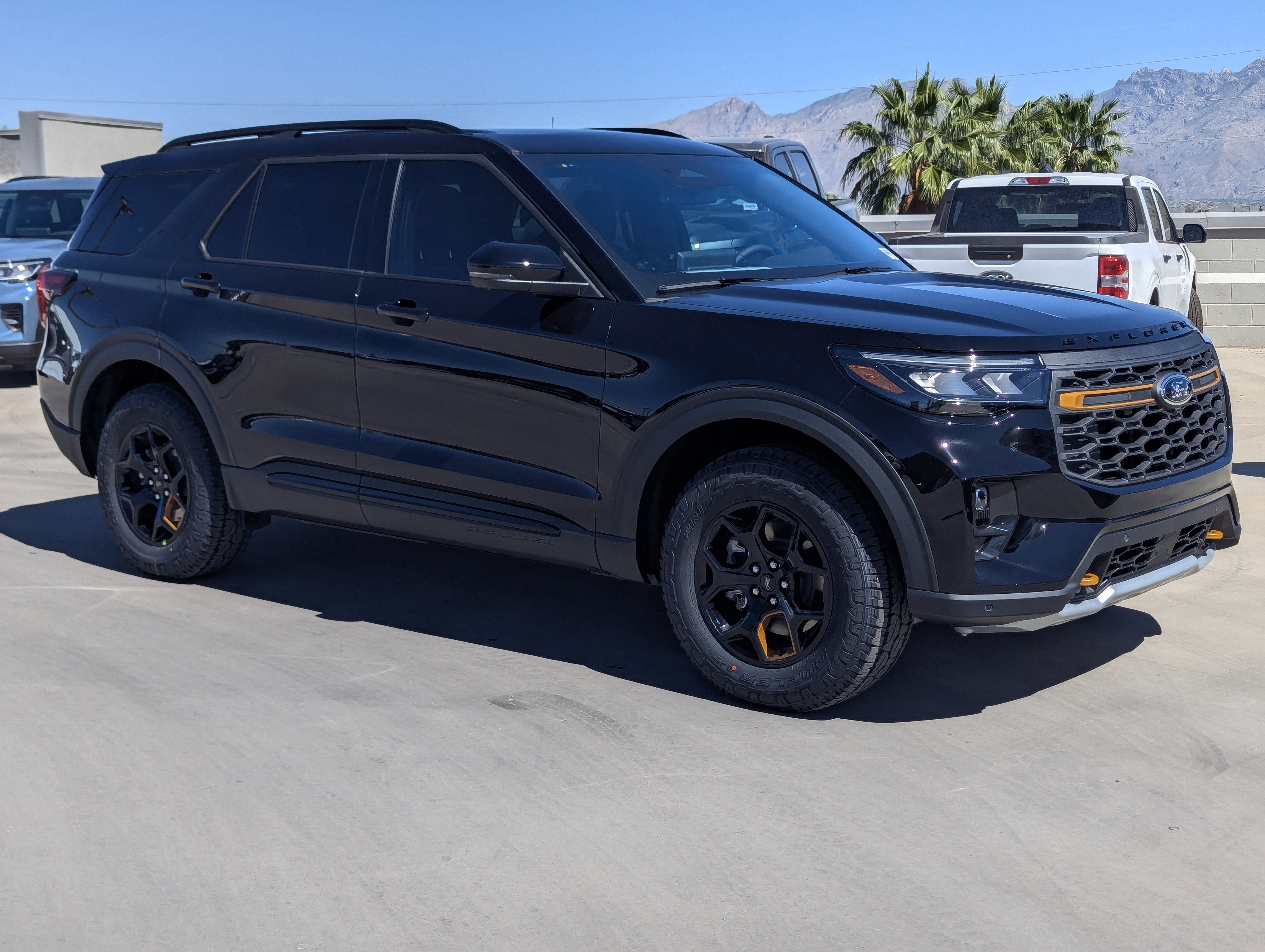 2026 Ford Explorer Tremor in Agate Black Metallic — front three-quarter view