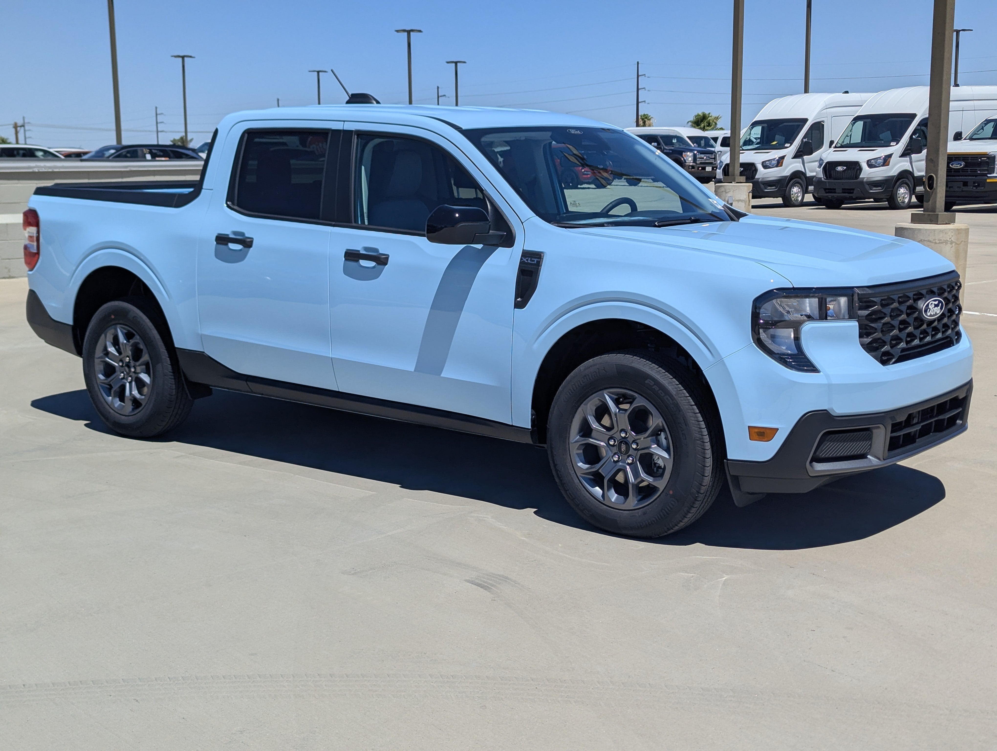 2026 Ford Maverick XLT in Light Blue — front three-quarter view