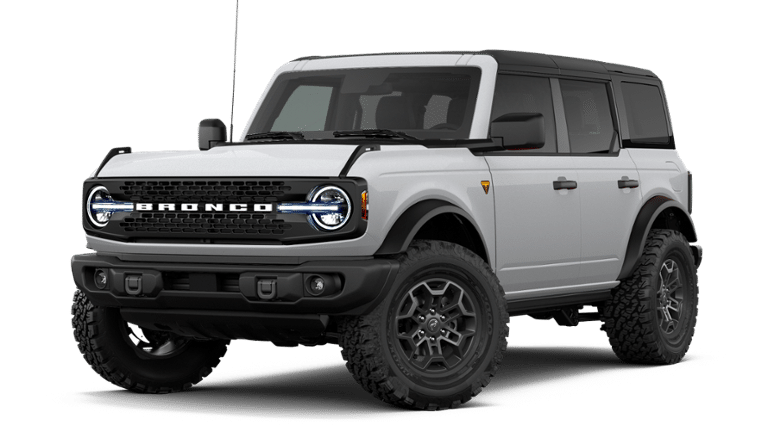 2026 Ford Bronco Badlands in Avalanche Gray — front three-quarter view