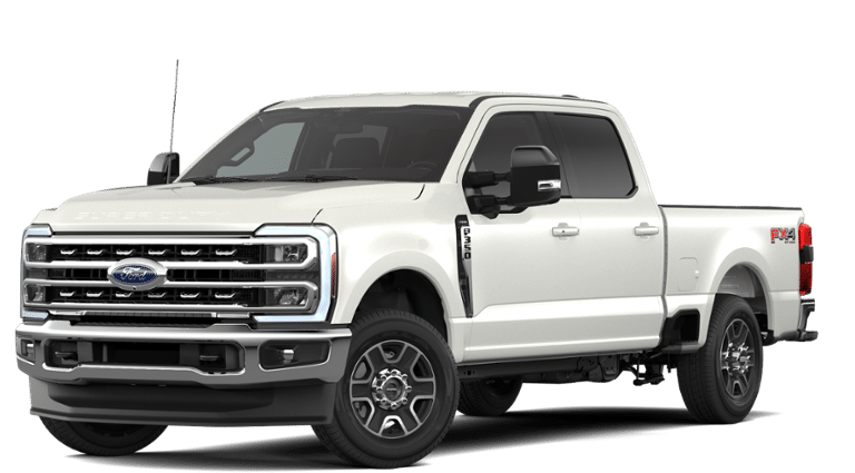 2026 Ford Super Duty F-350 Lariat in Star White Metallic Tri-Coat — front three-quarter view