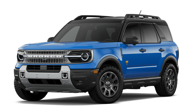 2026 Ford Bronco Sport Badlands in Velocity Blue Metallic — front three-quarter view