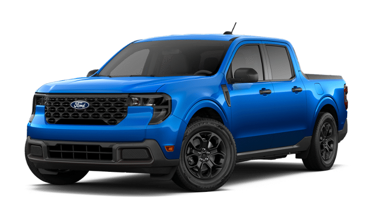 2026 Ford Maverick XLT in Velocity Blue — front three-quarter view